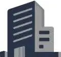 Modern building logo representing corporate offices, commercial real estate, and architectural development.