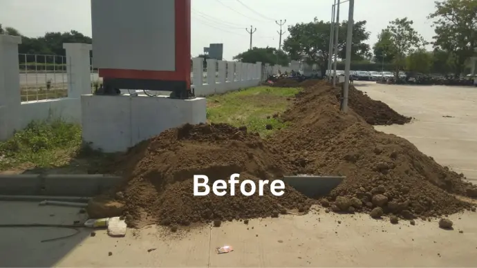 Before image of a dry, undeveloped garden site